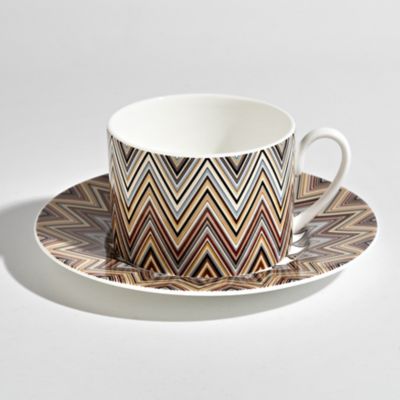 Zig Zag Tea Cup & Saucer, Set of 2