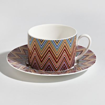 Zig Zag Tea Cup & Saucer, Set of 2