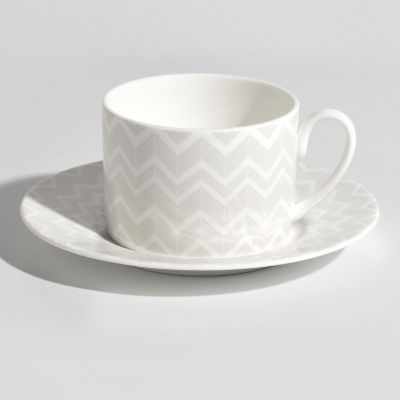 Zig Zag Tea Cup & Saucer, Set of 2