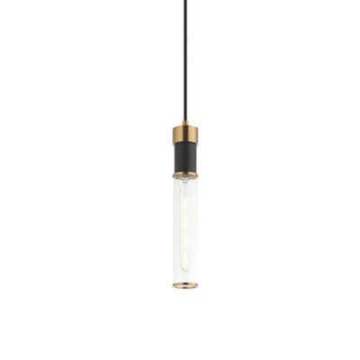 Tubo Mini Pendant (Black with Aged Gold Brass|S) - OPEN BOX