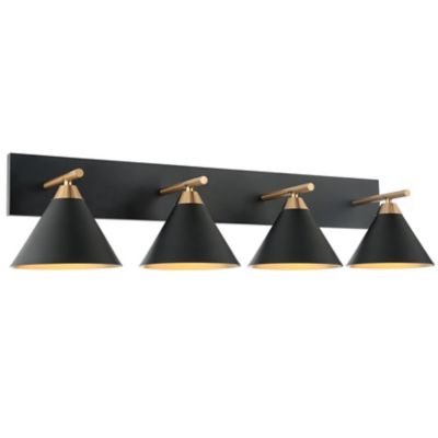Mimi Vanity Light (Gold Brass with Black|4 Lights)-OPEN BOX