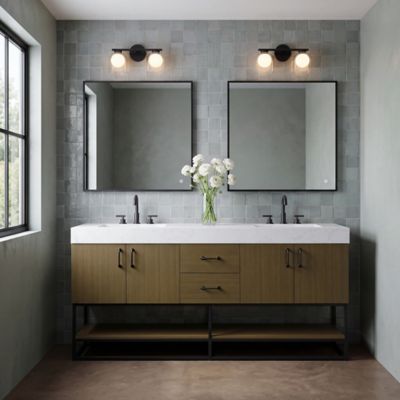 Shown in Black finish, 2 Light, lit, in use