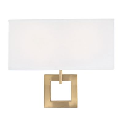 White Fabric Rectangular Wall Sconce (Aged Brass) - OPEN BOX