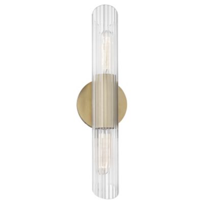 Cecily 2-Light Large Wall Sconce - Aged Brass Finish - Clear Glass