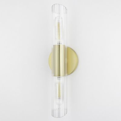 Cecily 2-Light Large Wall Sconce - Aged Brass Finish - Clear Glass