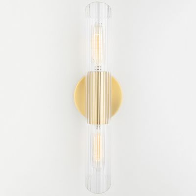 Cecily 2-Light Large Wall Sconce - Aged Brass Finish - Clear Glass