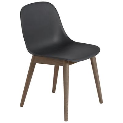 Fiber Side Chair with Wood Base (Black with Brown)-OPEN BOX