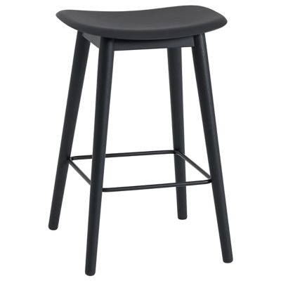 Fiber Stool Wood Base (Black|Counter) - OPEN BOX