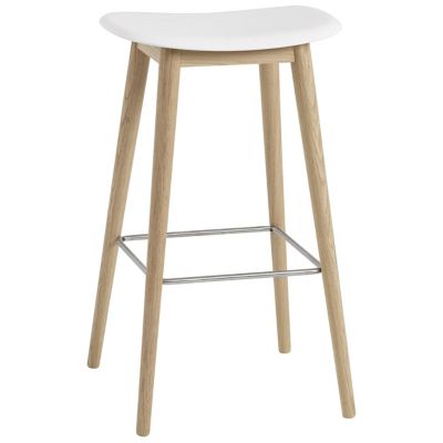 Fiber Stool Wood Base (Natural White with Oak|Bar)-OPEN BOX