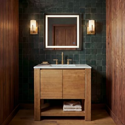 Shown in Satin Brass finish, in use