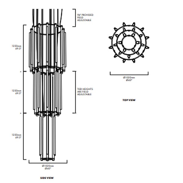 Pipeline LED 3 Tier Cylindrical Chandelier