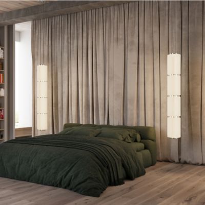Shown in Ivory finish, Vertical mount, 11.75 Inch size, 4 Light option, in use, lit