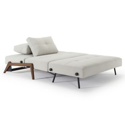 Shown in Mixed Dance Natural fabric color, Dark Stained Wood leg finish