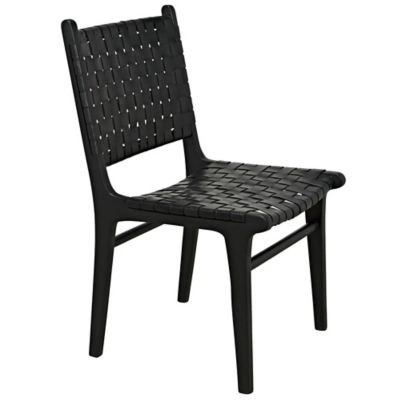 Dede Dining Side Chair (Black Leather) - OPEN BOX