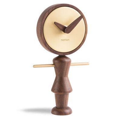 Nena Table Clock (Walnut with Brass) - OPEN BOX