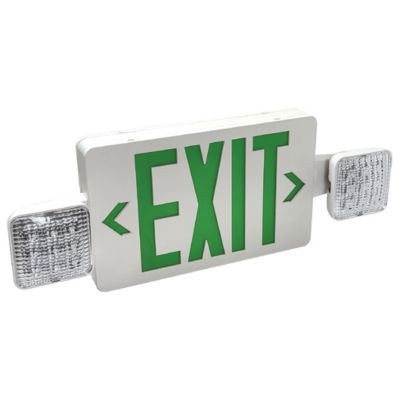LED Exit and Emergency Sign w/Adjustable Heads(Wht)-OPEN BOX