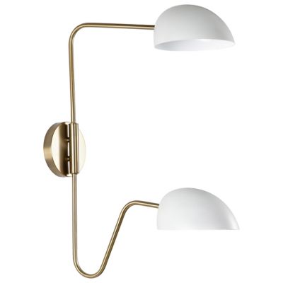 Dev 2-Light Swingarm Wall Sconce (White with Brass)-OPEN BOX
