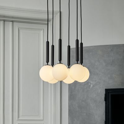 Shown in Rock Grey with Opal White finish, Medium size, 6 Light option
