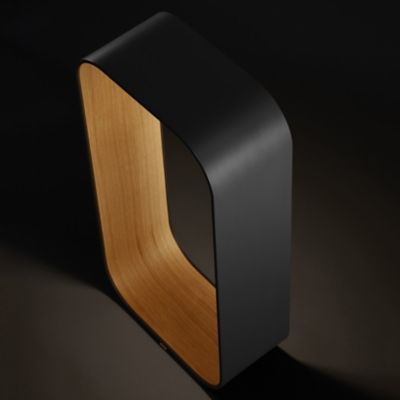 Shown in Graphite with White Oak Veneer, Small size, in use