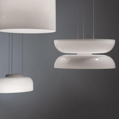 Shown in White finish, in use, lit