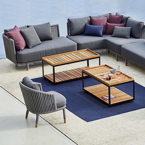 Level Rectangular Coffee Table with Ceramic Tiles Top