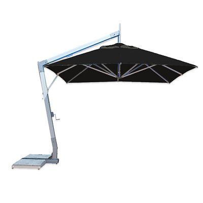 Hurricane Square Side Wind Aluminum Cantilever Umbrella With Base, 10 Ft.