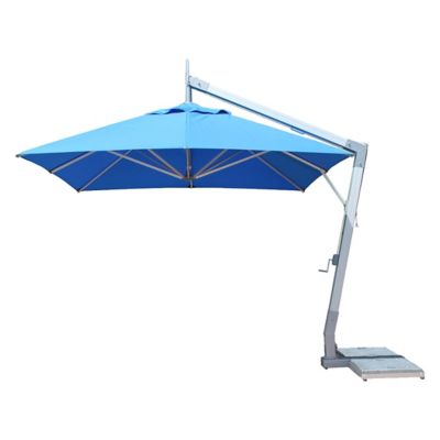 Hurricane Square Side Wind Aluminum Cantilever Umbrella With Base, 11 Ft.