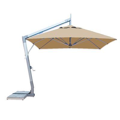 Hurricane Square Side Wind Aluminum Cantilever Umbrella With Base, 11 Ft.