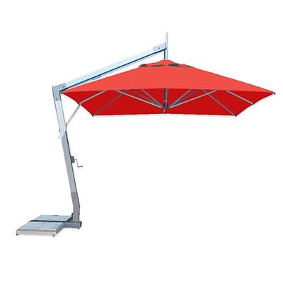 Hurricane Square Side Wind Aluminum Cantilever Umbrella With Base, 11 Ft.