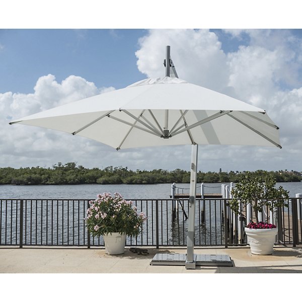 Hurricane Square Side Wind Aluminum Cantilever Umbrella With Base, 11 Ft.