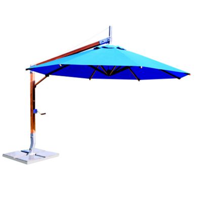 Sirocco Round Side Wind Bamboo Cantilever Umbrella With Base