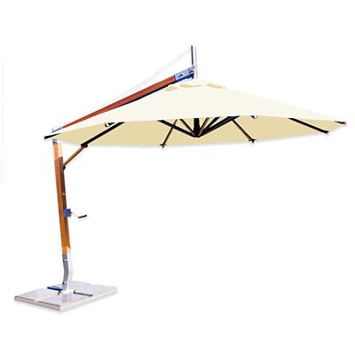 Sirocco Round Side Wind Bamboo Cantilever Umbrella With Base