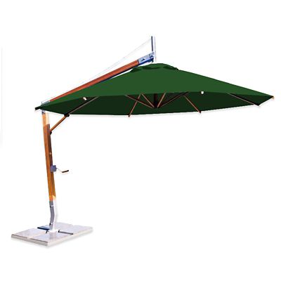 Sirocco Round Side Wind Bamboo Cantilever Umbrella With Base