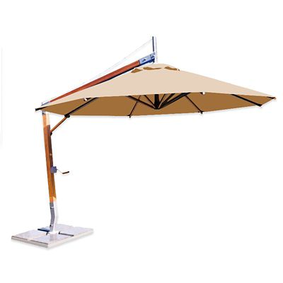 Sirocco Round Side Wind Bamboo Cantilever Umbrella With Base