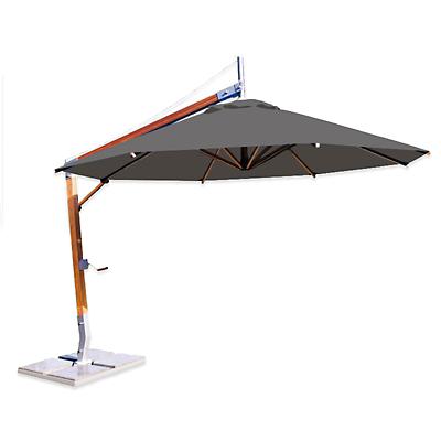Sirocco Round Side Wind Bamboo Cantilever Umbrella With Base