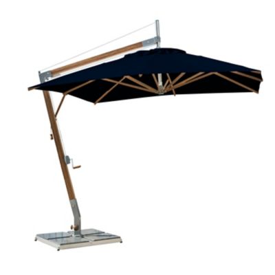 Sirocco Square Side Wind Bamboo Cantilever Umbrella With Base