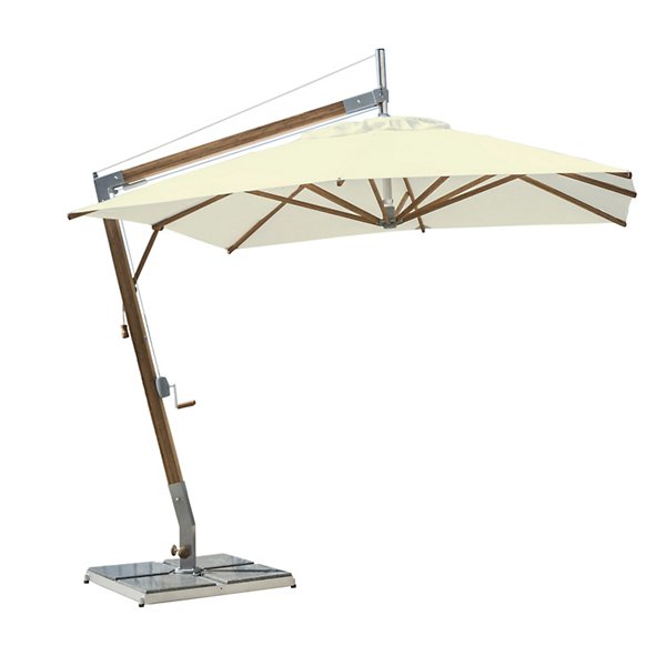 Sirocco Square Side Wind Bamboo Cantilever Umbrella With Base