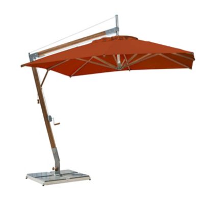 Sirocco Square Side Wind Bamboo Cantilever Umbrella With Base