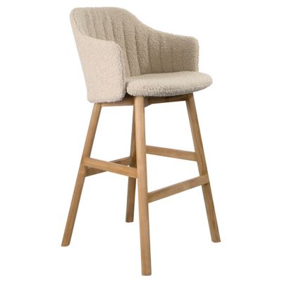 Choice Indoor/Outdoor Stool with Seat/Back Covers, Teak Base