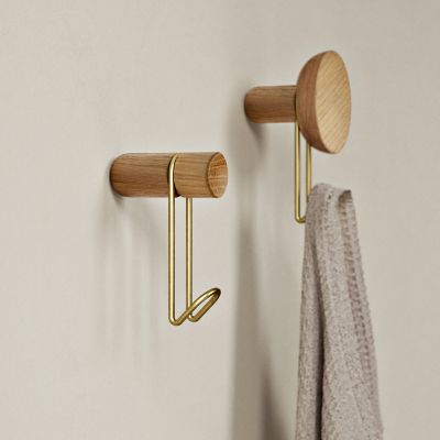 Shown in Oak with Satin Brass color, Small & Large size, in use