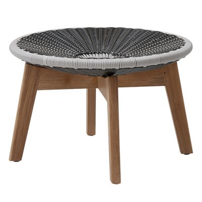 Teak Outdoor Footstool / Side Table with Cushion Set