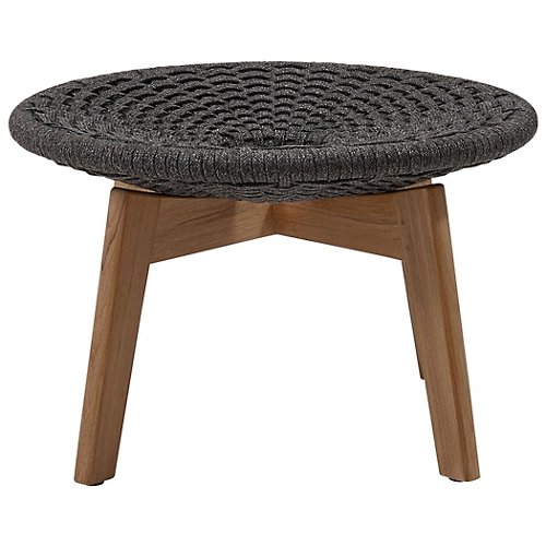 Teak Outdoor Footstool / Side Table with Cushion Set