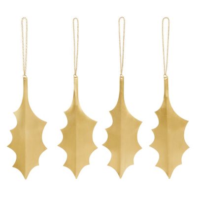 Holly Leaf Ornaments, Set of 8