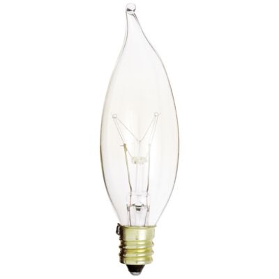 Bulbrite CA8 Bent Tip Decorative Bulb, Clear/Warm White, 15 W, 130 V