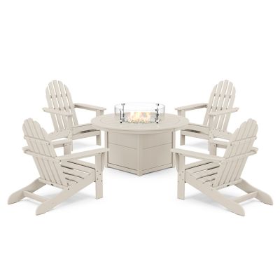 Classic Adirondack Outdoor 5 Piece Set with Fire Pit Table