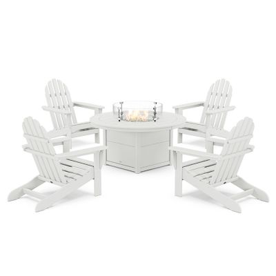 Classic Adirondack Outdoor 5 Piece Set with Fire Pit Table