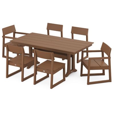 EDGE 7 Piece Outdoor Farmhouse Trestle Dining Set