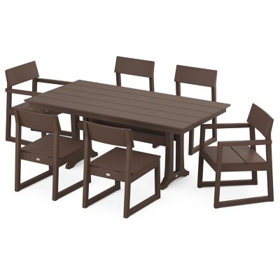 EDGE 7 Piece Outdoor Farmhouse Trestle Dining Set