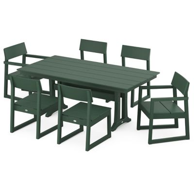 EDGE 7 Piece Outdoor Farmhouse Trestle Dining Set