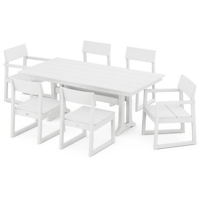 EDGE 7 Piece Outdoor Farmhouse Trestle Dining Set